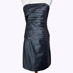 lauren ralph lauren Silk Strapless Dress Pleated Bodice Lined Cocktail Party